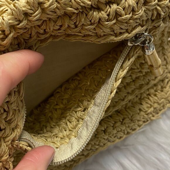 Wicker Boho Hobo Crossbody Bag Purse Yellow - Picture 6 of 6